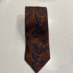 Vintage Franco Bassi Brown Paisley Print 100% Silk Tie